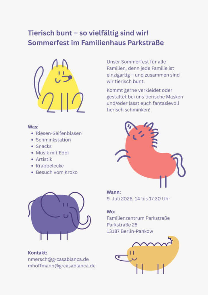 Programm des Sommerfestes im Familienhaus Parkstraße 2026